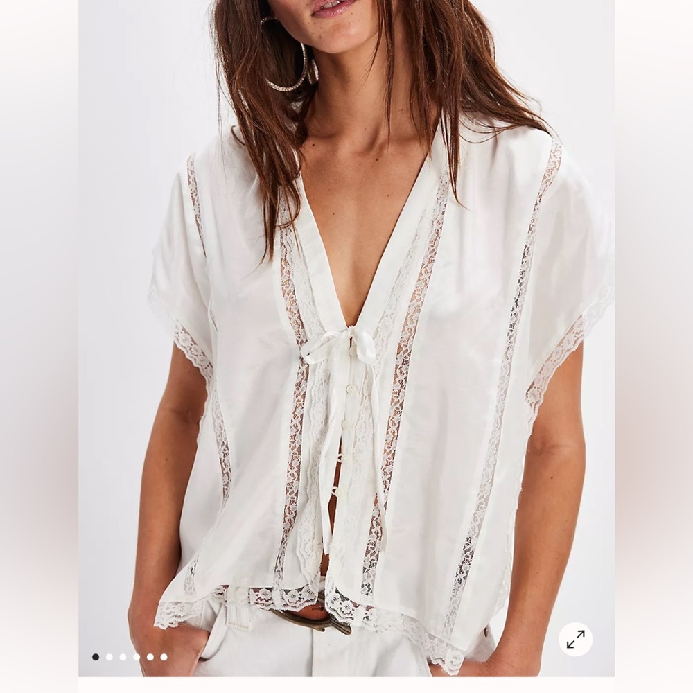 Free People Marigold Shine Lace Top